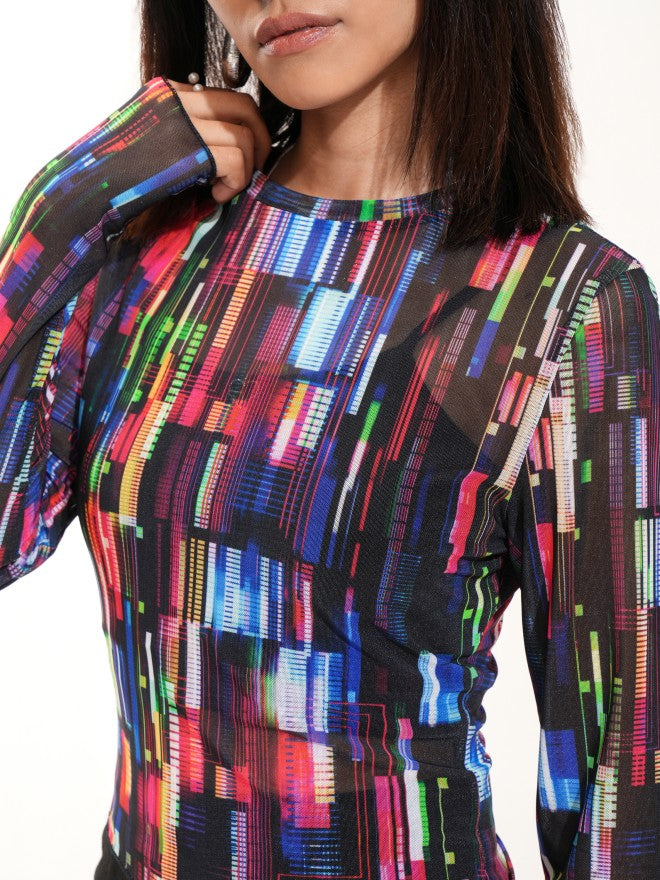 Tokyo Talkies Women Black Printed Fitted Top - Black - Image 5