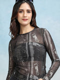Tokyo Talkies Women Brown Printed Regular Crop Top - Brown - Image 1