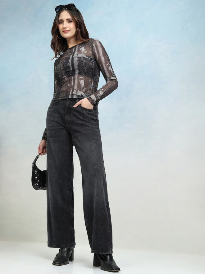 Tokyo Talkies Women Brown Printed Regular Crop Top - Brown - Image 2
