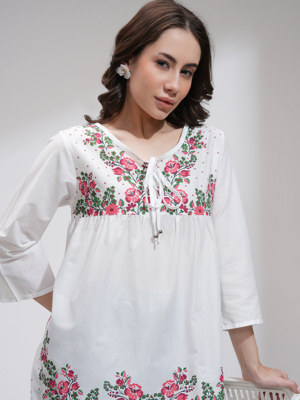 Tokyo Talkies Women Off White Printed Regular Top - Off White - Image 1