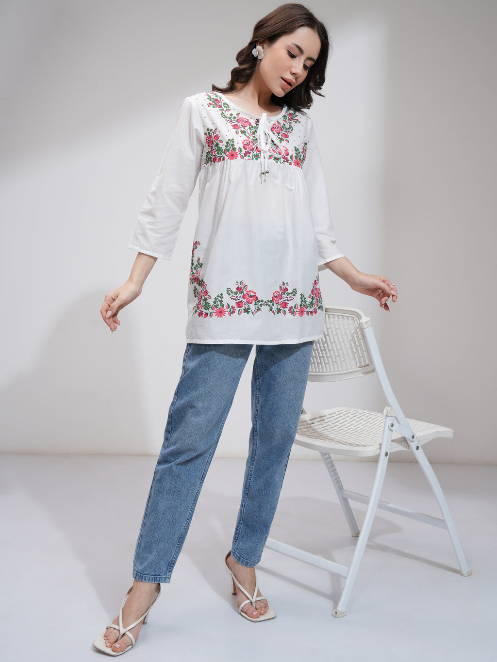 Tokyo Talkies Women Off White Printed Regular Top - Off White - Image 2