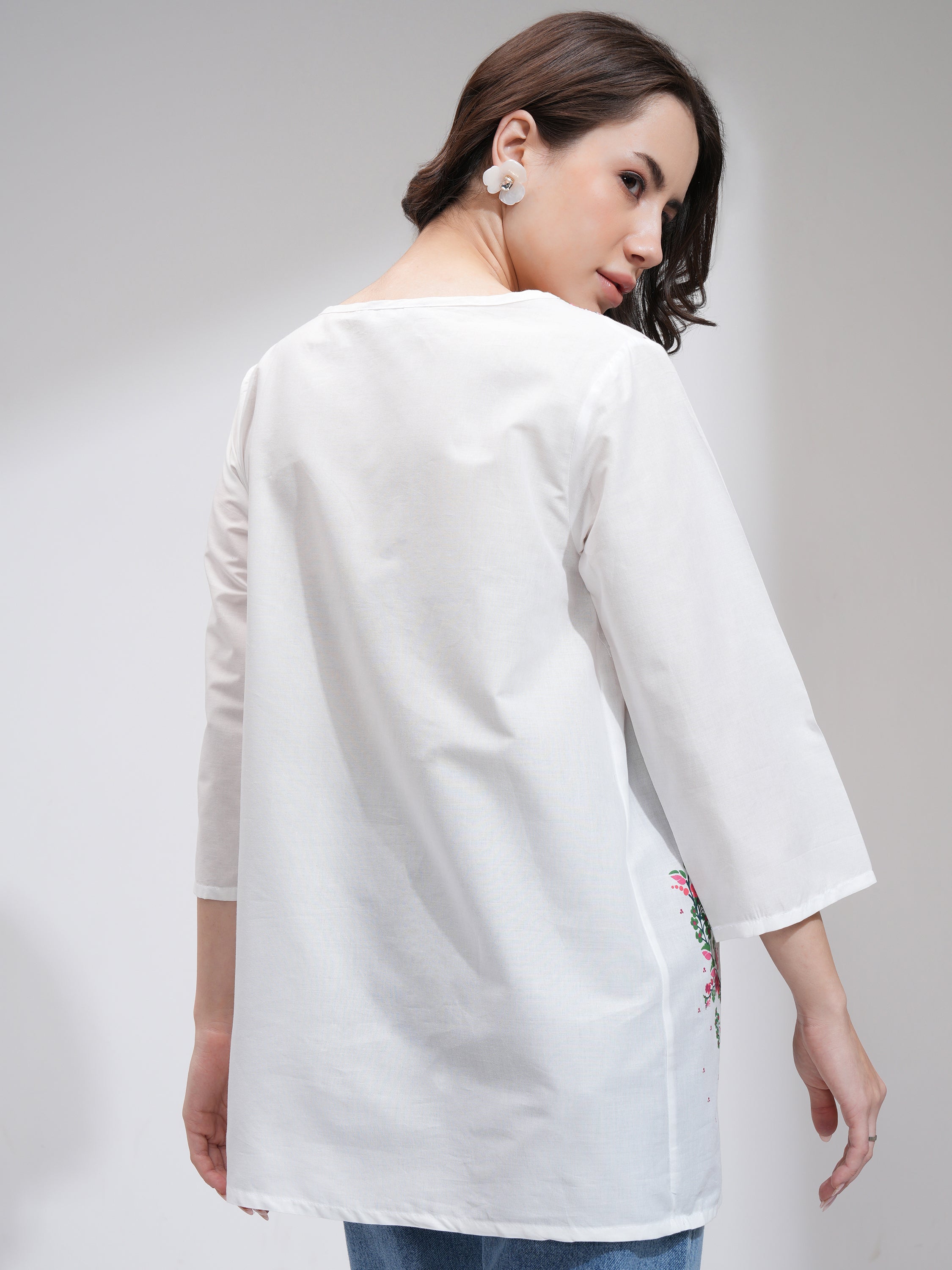 Tokyo Talkies Women Off White Printed Regular Top - Off White - Image 3