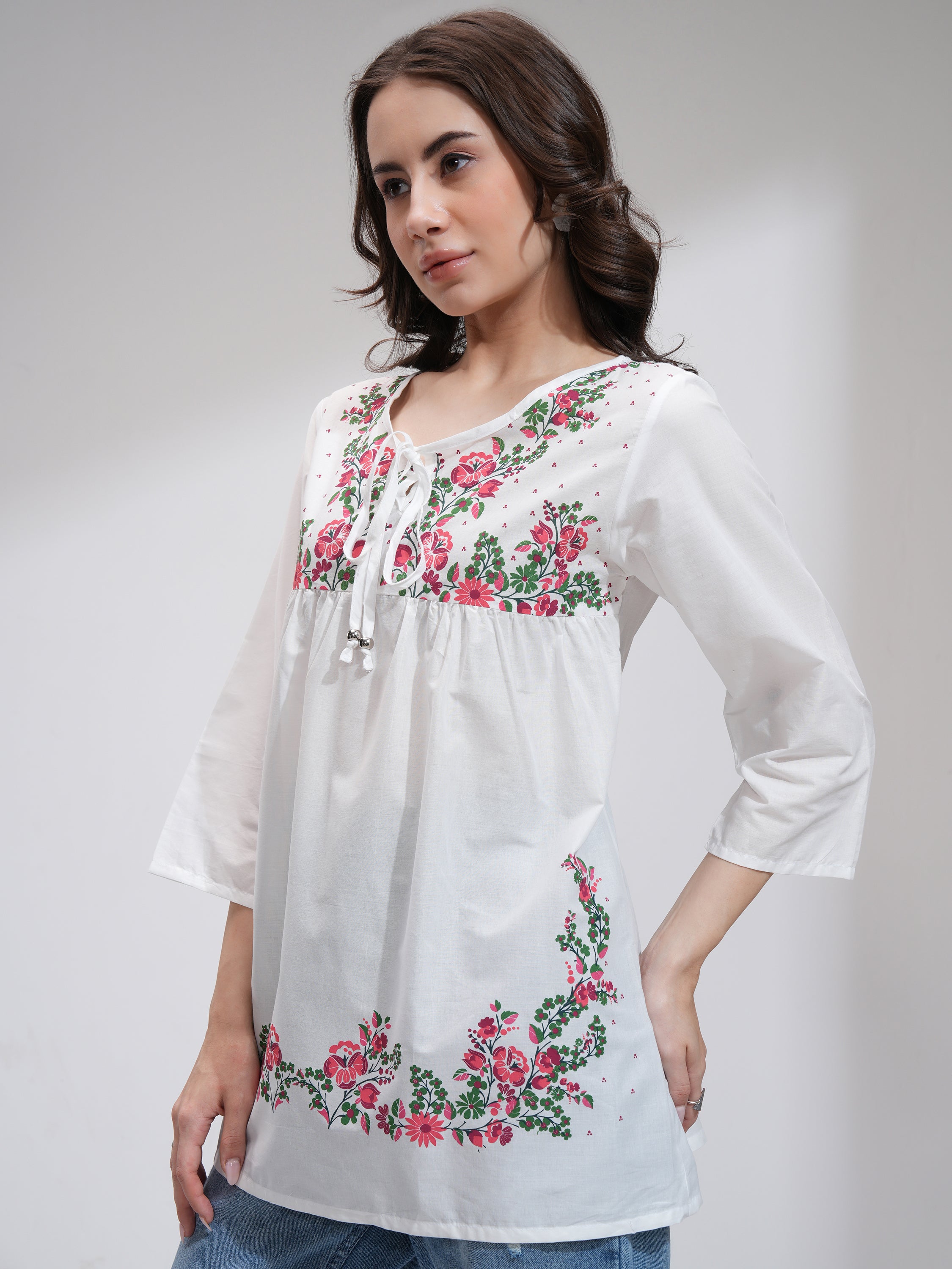 Tokyo Talkies Women Off White Printed Regular Top - Off White - Image 4
