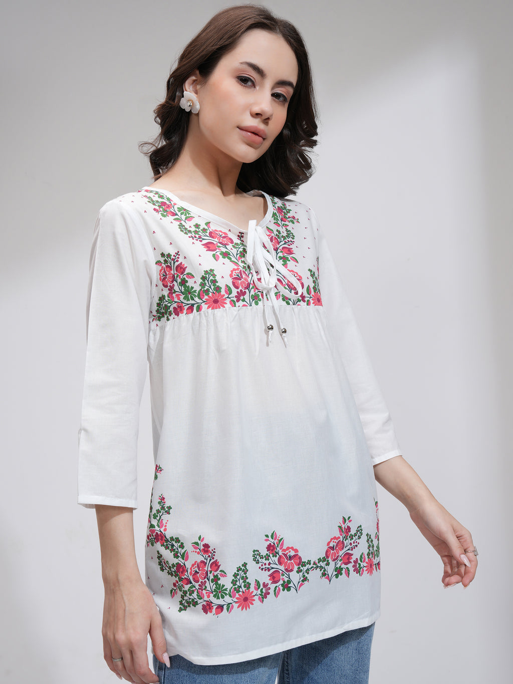 Tokyo Talkies Women Off White Printed Regular Top - Off White - Image 6