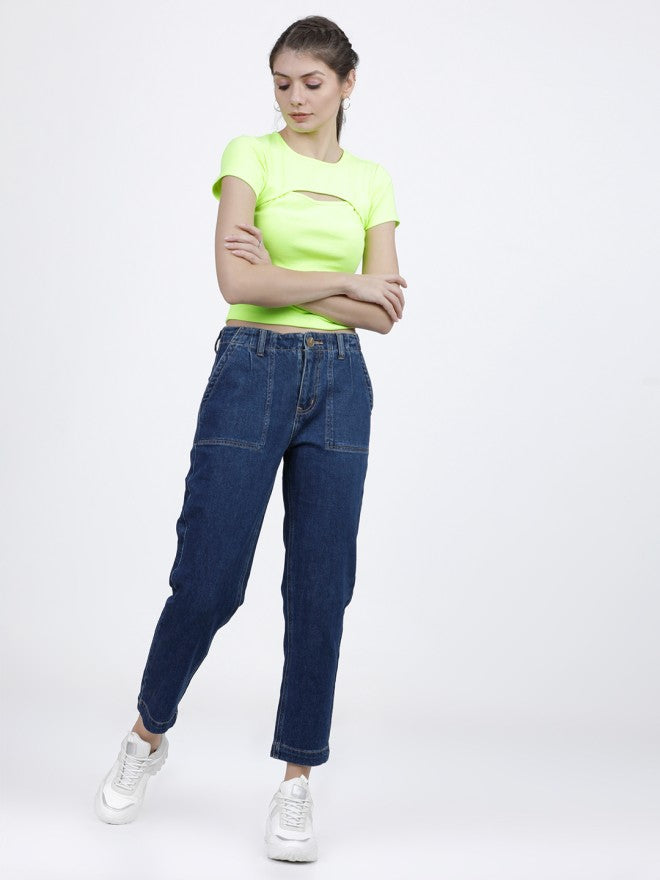 Tokyo Talkies Women Green Solid Regular Top - Green - Image 4