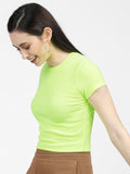 Tokyo Talkies Women Green Solid Regular Top - Green - Image 1