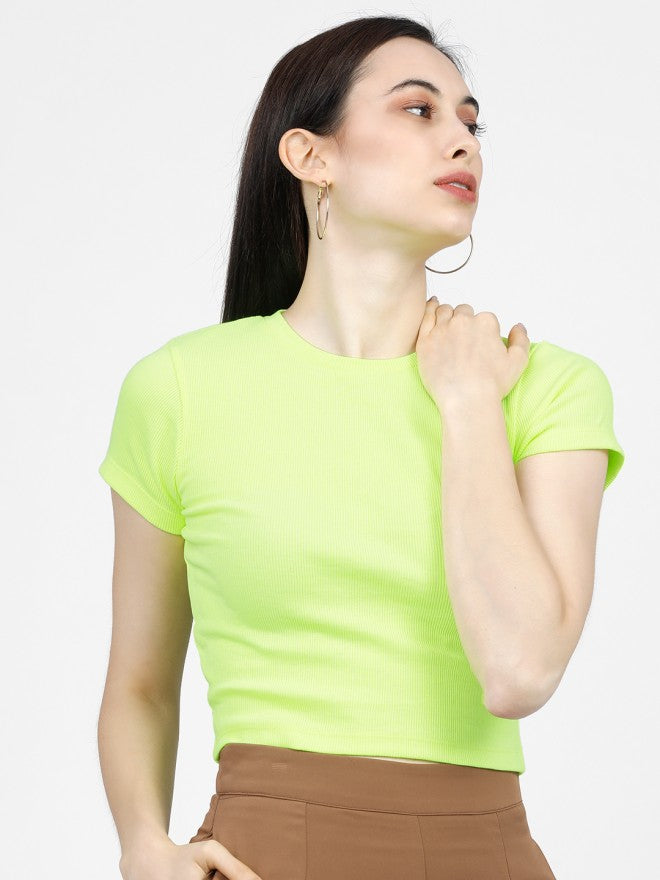 Tokyo Talkies Women Green Solid Regular Top - Green - Image 5