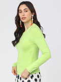 Tokyo Talkies Women Green Solid Regular Top - Green - Image 1