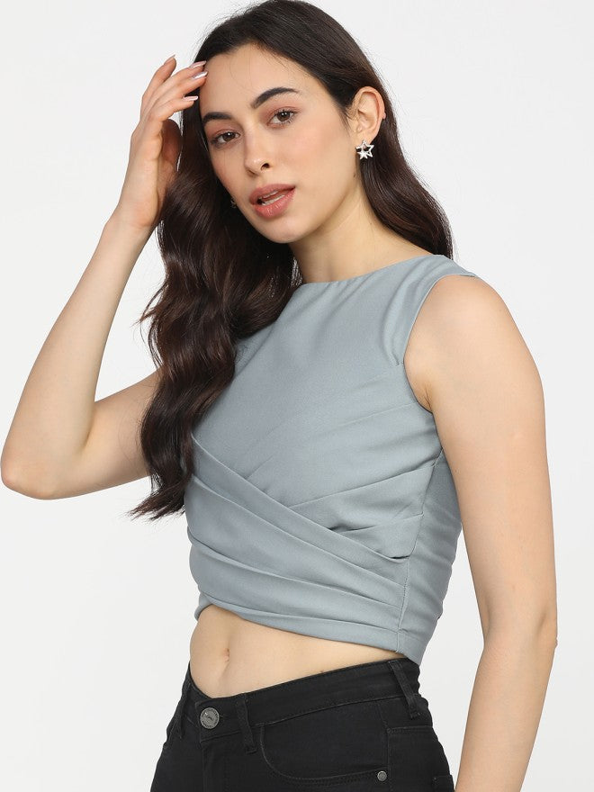 Tokyo Talkies Women Blue Solid Regular Top - Blue - Image 1