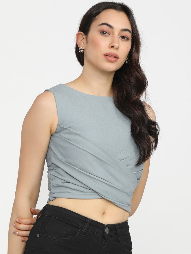 Tokyo Talkies Women Blue Solid Regular Top - Blue - Image 5