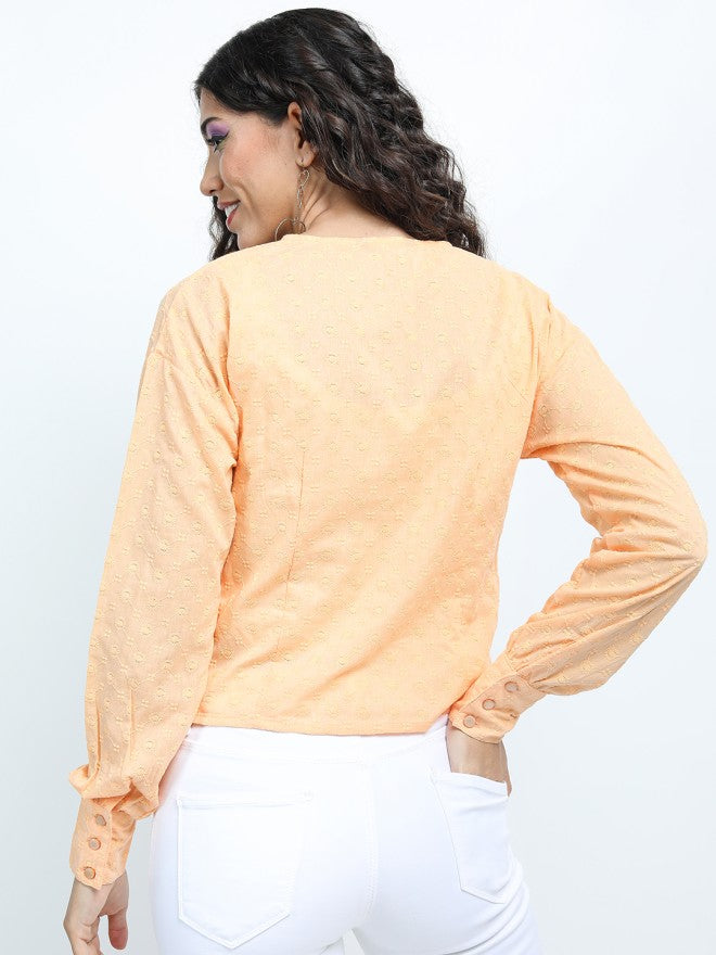 Tokyo Talkies Women Orange Solid Regular Top - Orange - Image 2