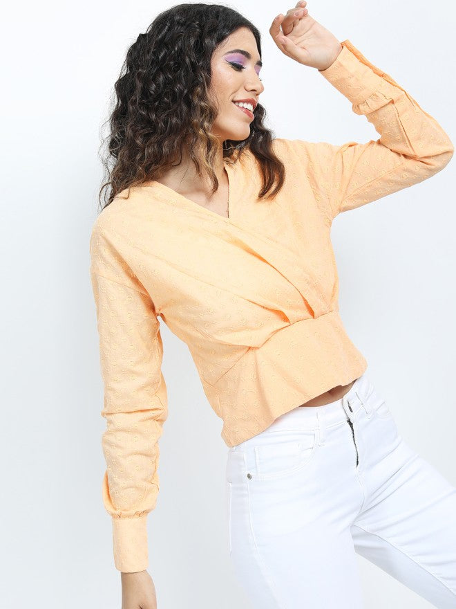 Tokyo Talkies Women Orange Solid Regular Top - Orange - Image 5