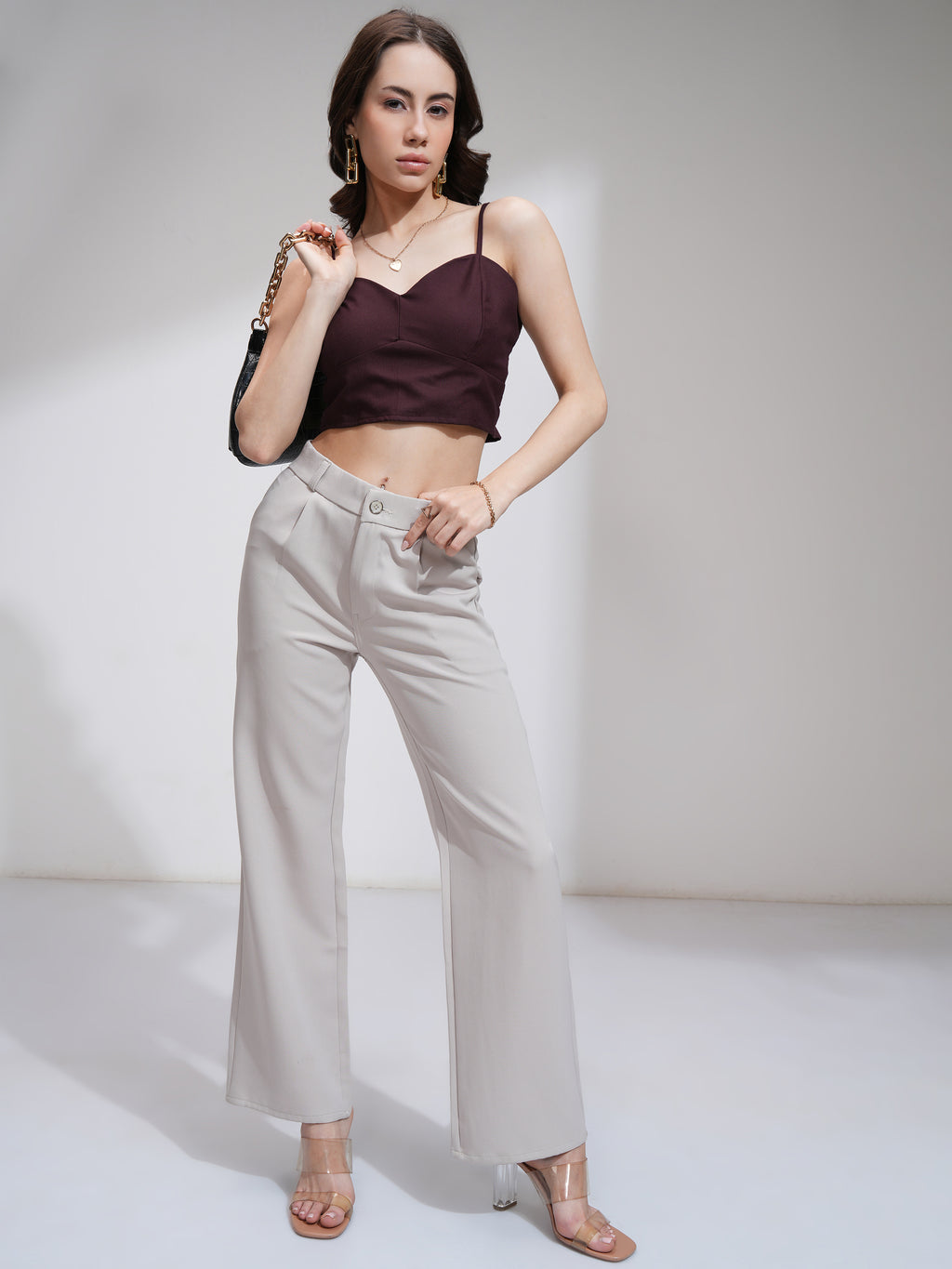 Tokyo Talkies Women Maroon Solid Regular Top - Maroon - Image 2