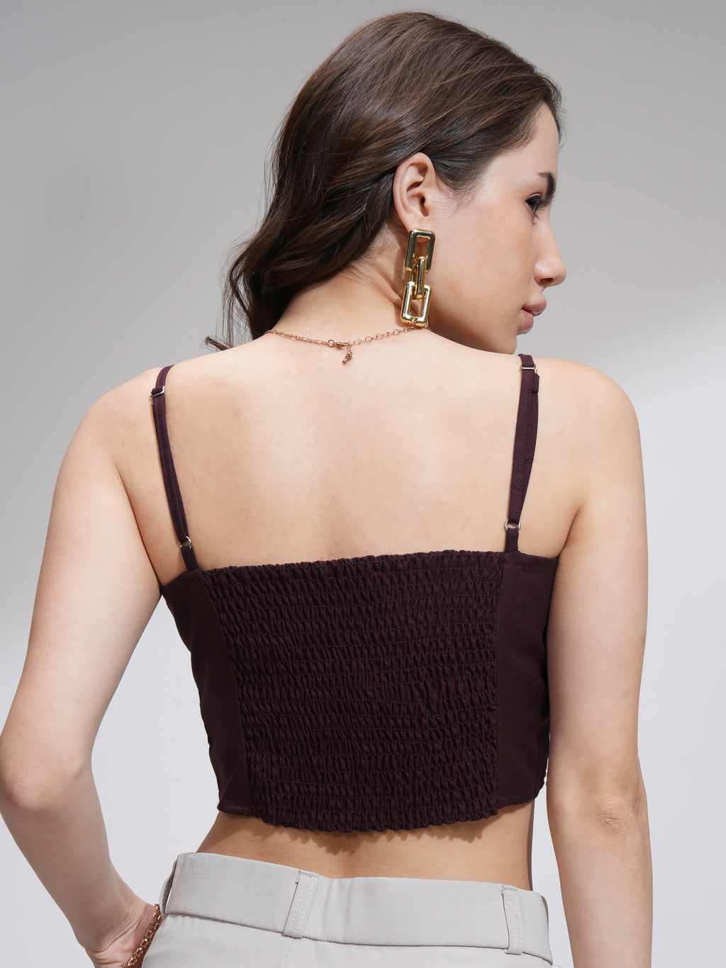 Tokyo Talkies Women Maroon Solid Regular Top - Maroon - Image 3