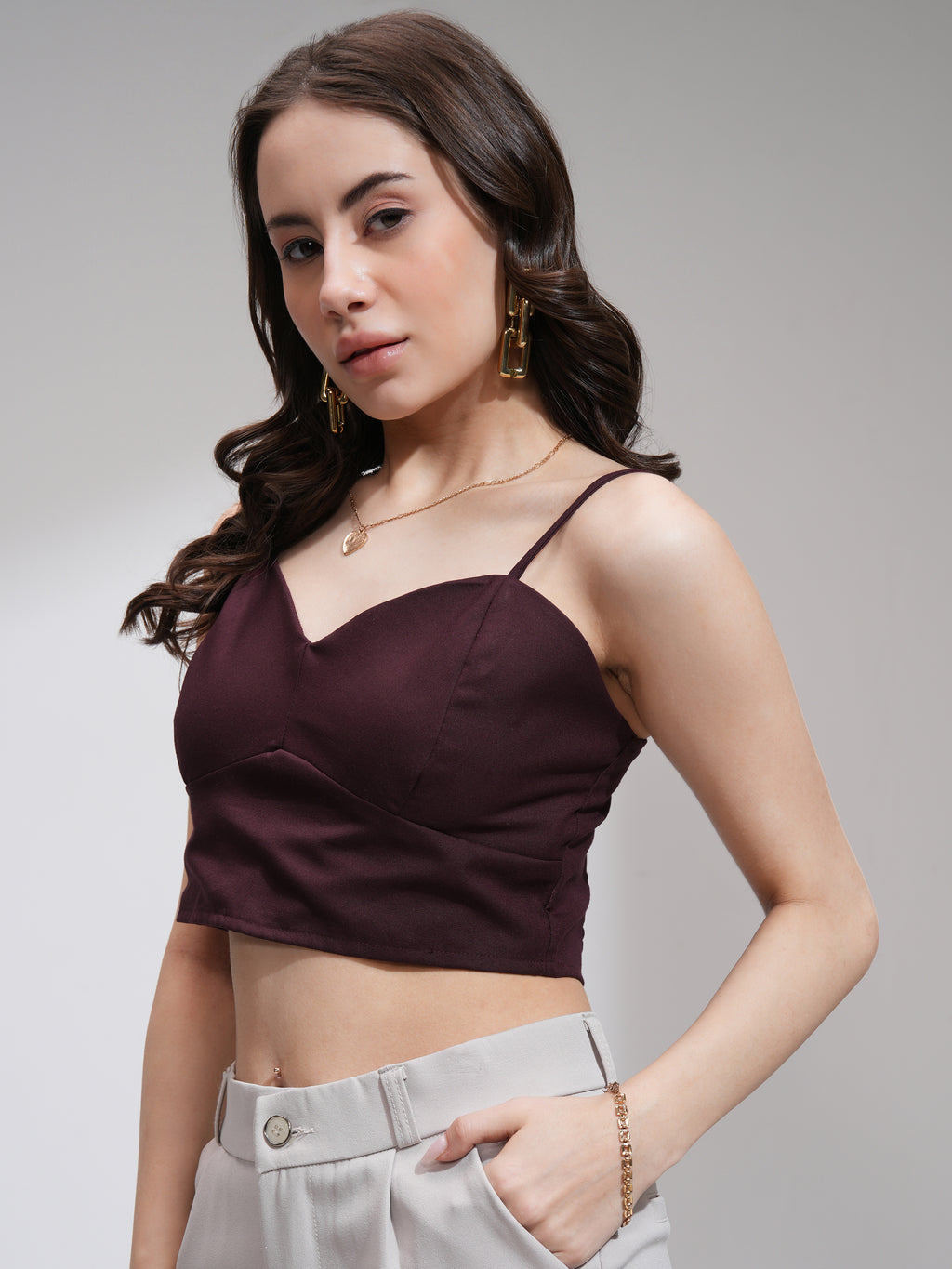 Tokyo Talkies Women Maroon Solid Regular Top - Maroon - Image 4