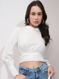 Tokyo Talkies Women White Solid Regular Top - White - Image 1