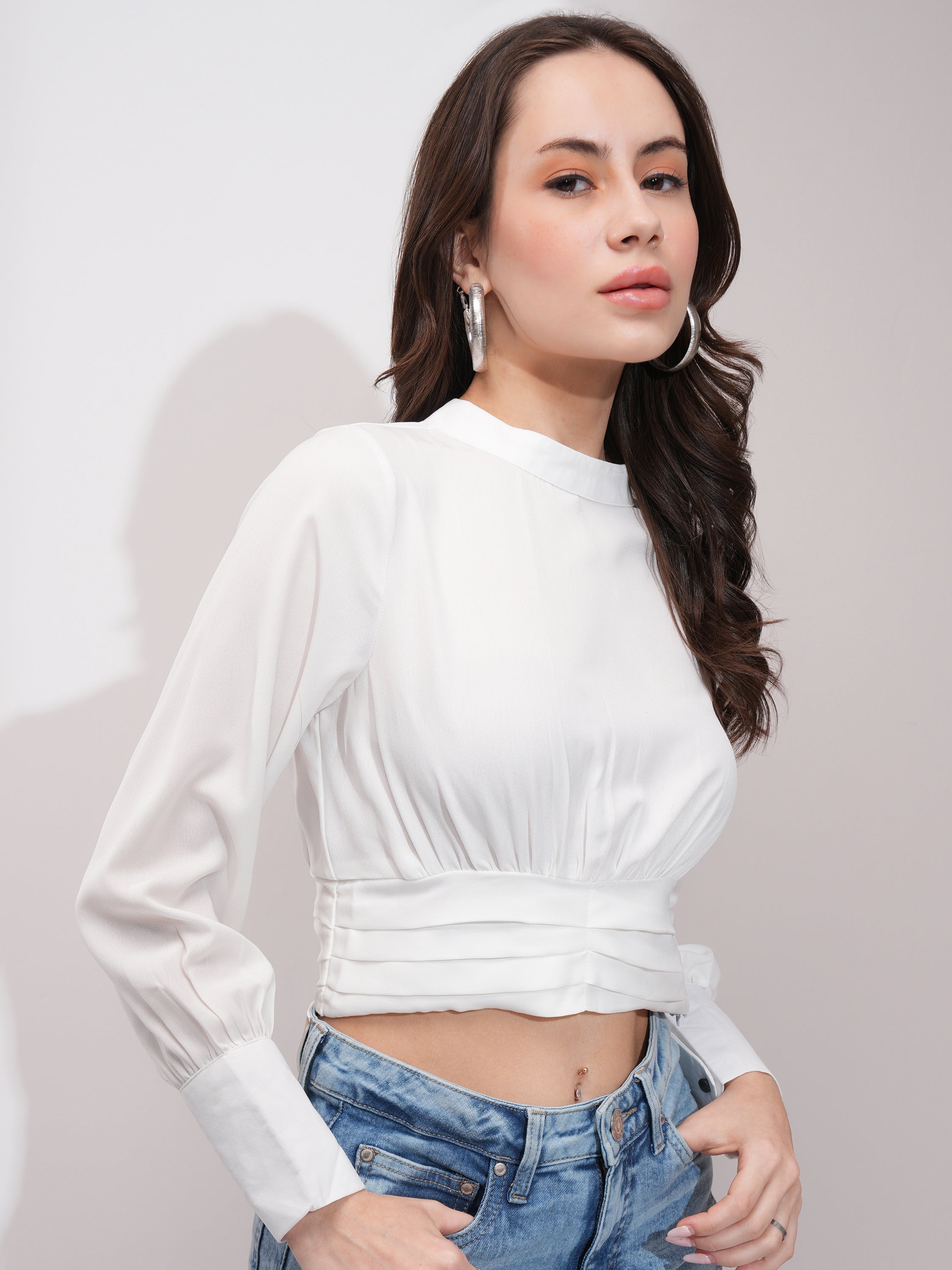 Tokyo Talkies Women White Solid Regular Top - White - Image 6