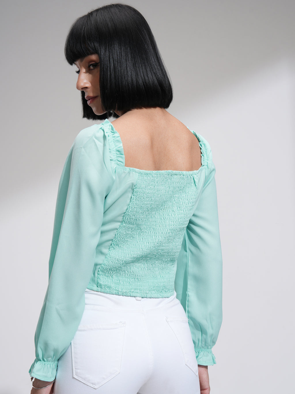 Tokyo Talkies Women Blue Solid Regular Top - Blue - Image 3