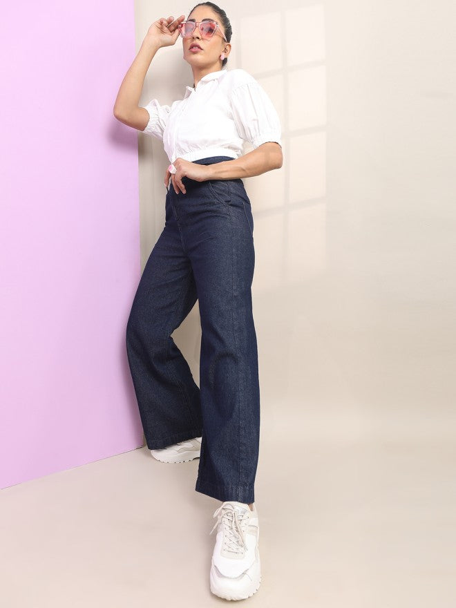 Tokyo Talkies Women White Solid Regular Top - White - Image 1