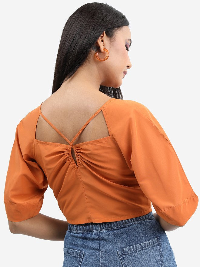Tokyo Talkies Women Brown Solid Regular Top - Brown - Image 2