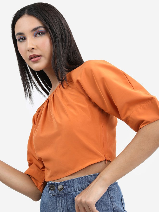 Tokyo Talkies Women Brown Solid Regular Top - Brown - Image 3