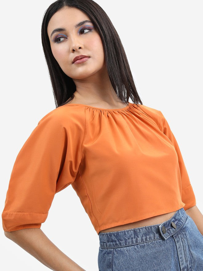 Tokyo Talkies Women Brown Solid Regular Top - Brown - Image 5