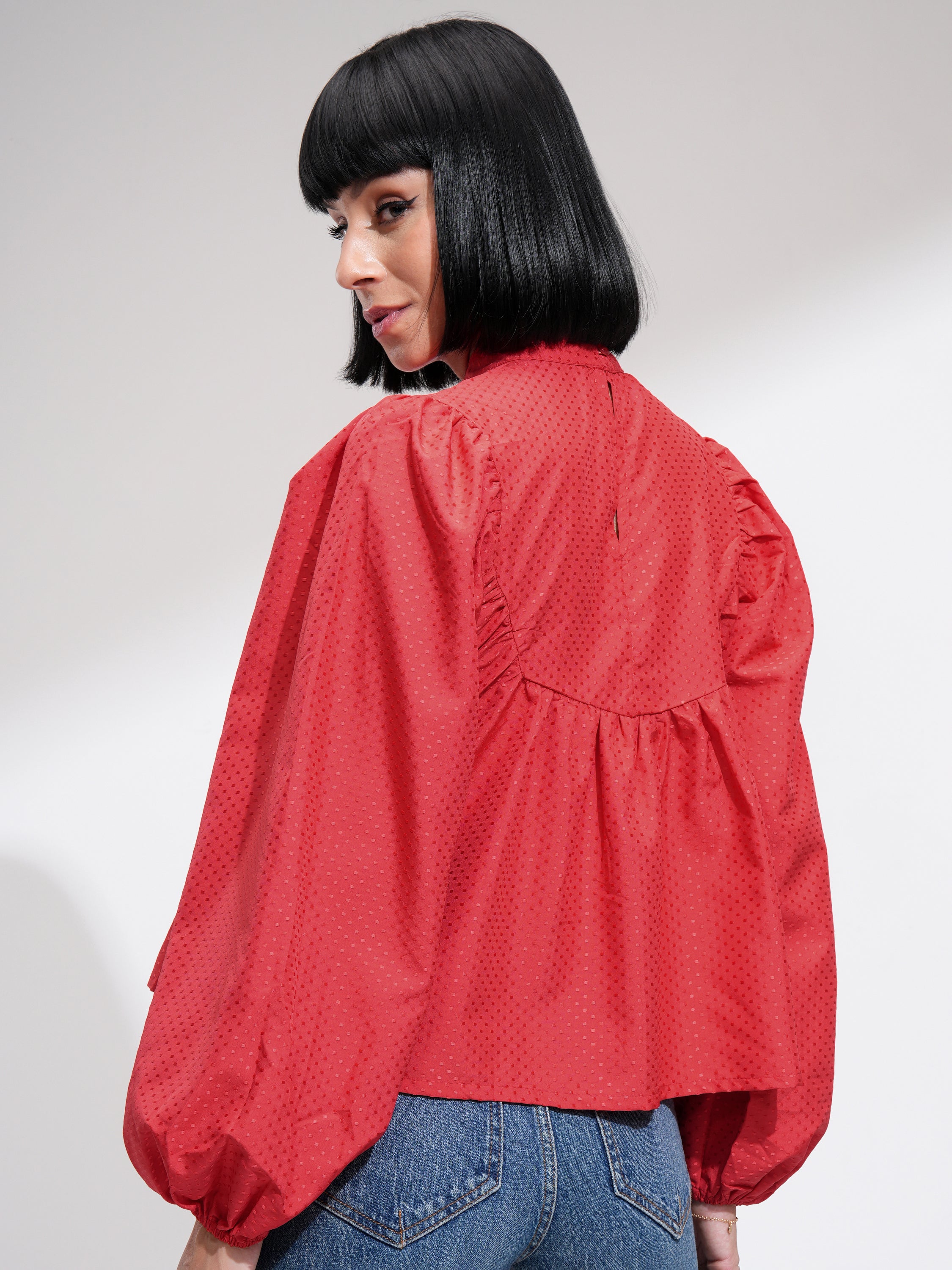 Tokyo Talkies Women Red Printed Regular Top - Red - Image 3