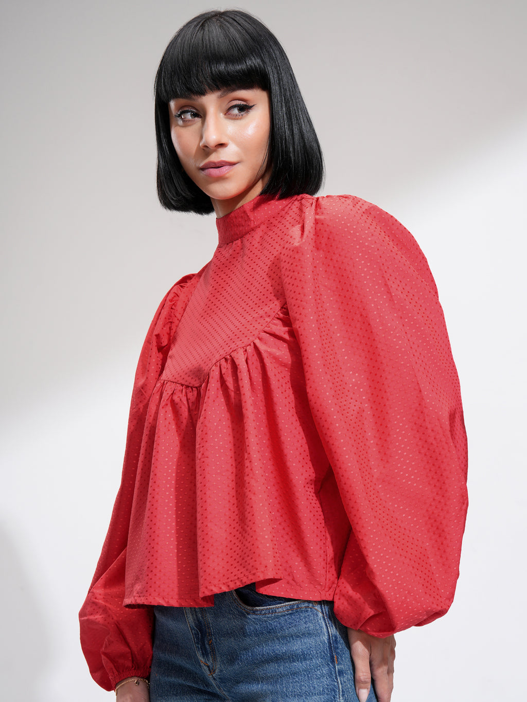 Tokyo Talkies Women Red Printed Regular Top - Red - Image 4