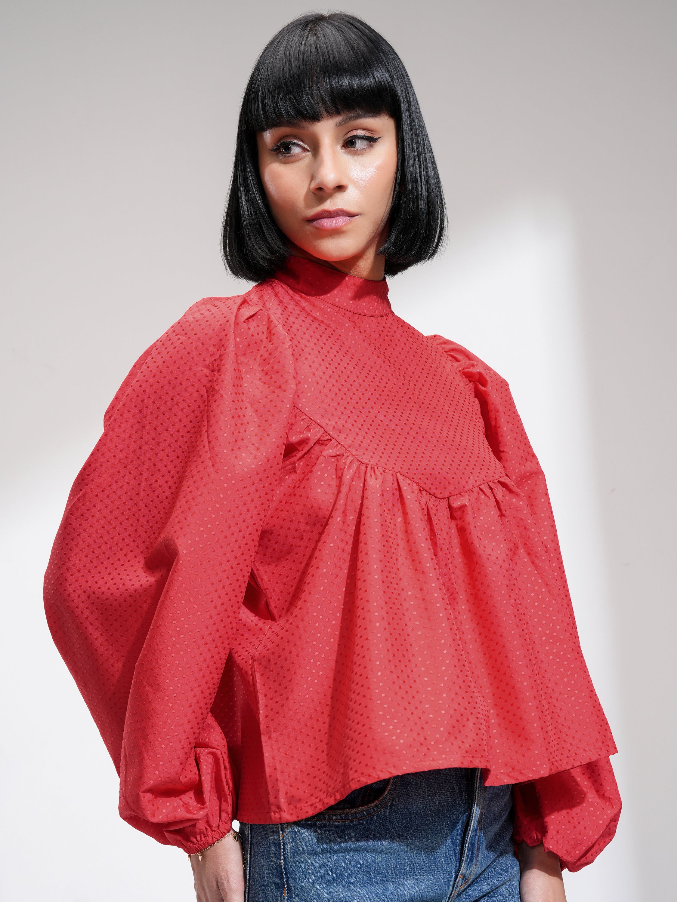Tokyo Talkies Women Red Printed Regular Top - Red - Image 6