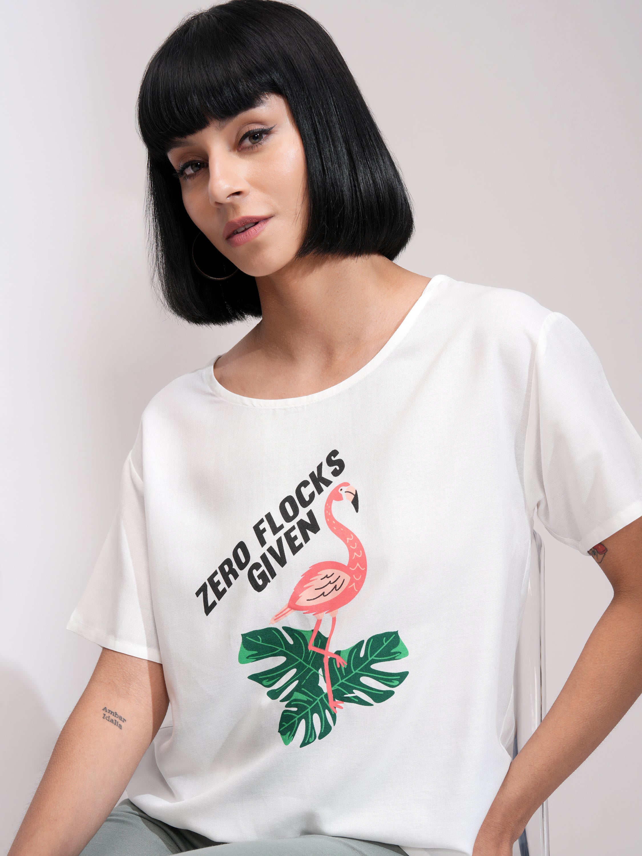 Tokyo Talkies Women White Printed Regular Top - White - Image 1