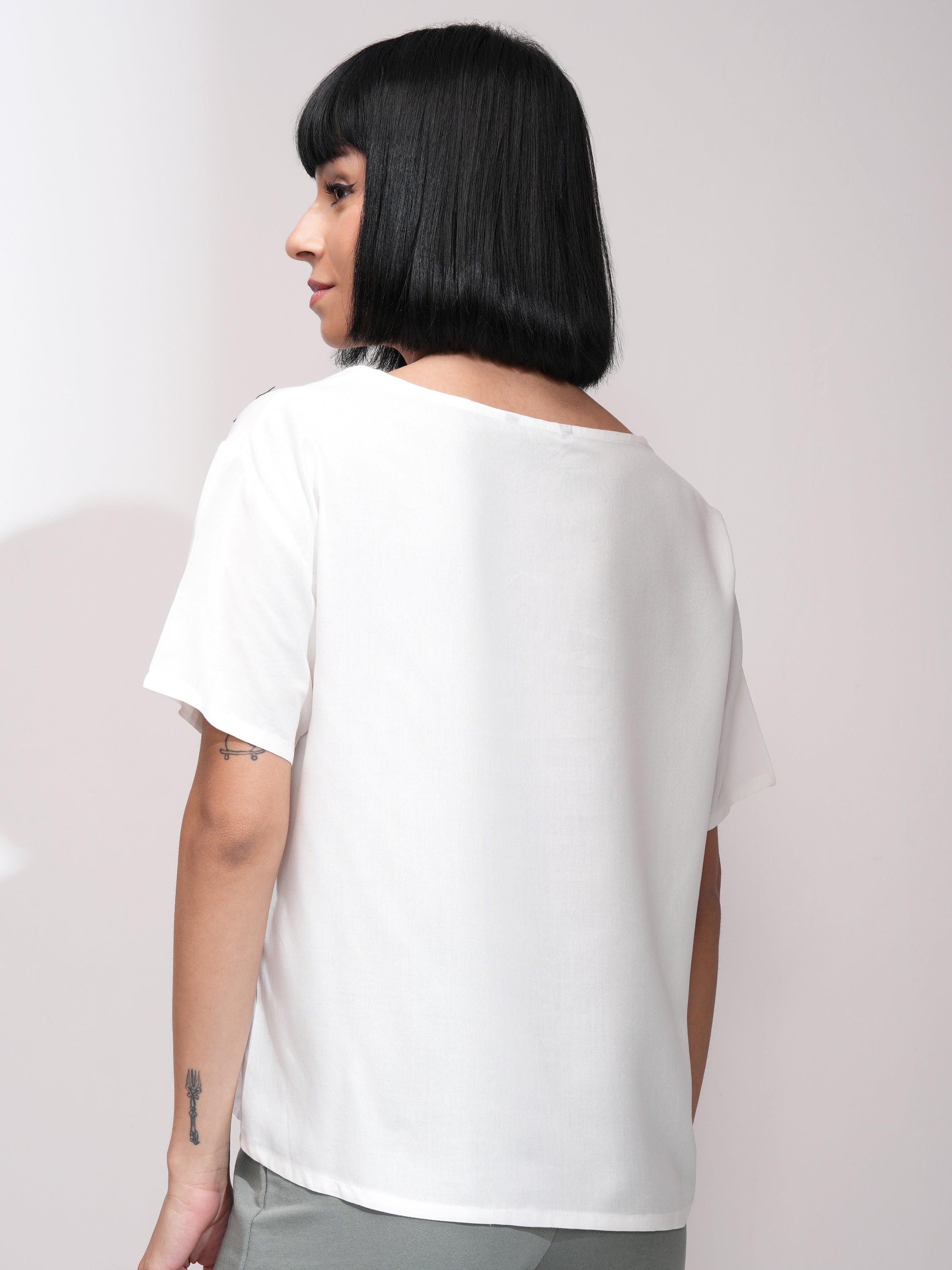 Tokyo Talkies Women White Printed Regular Top - White - Image 3
