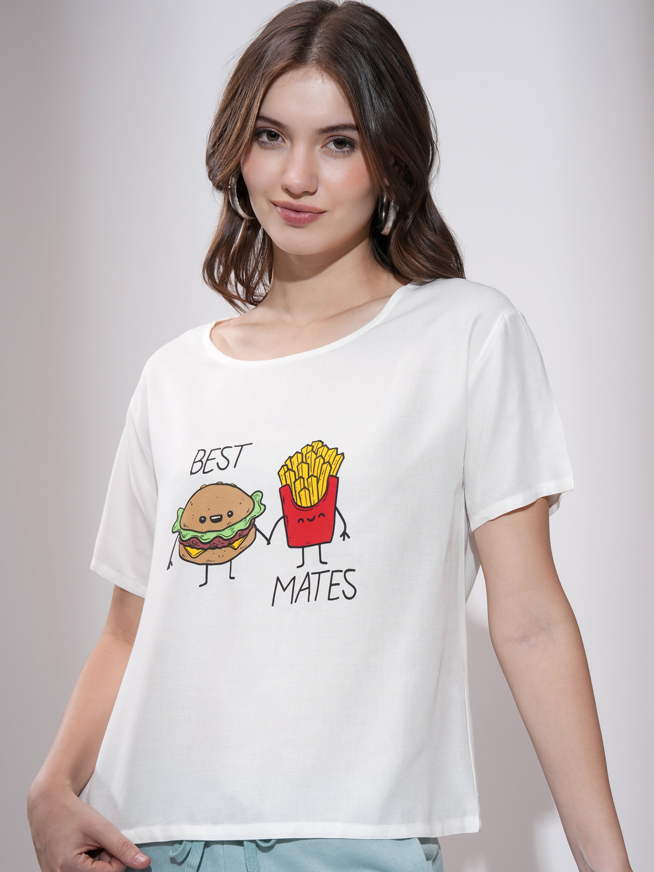 Tokyo Talkies Women White Printed Regular Top - White - Image 1