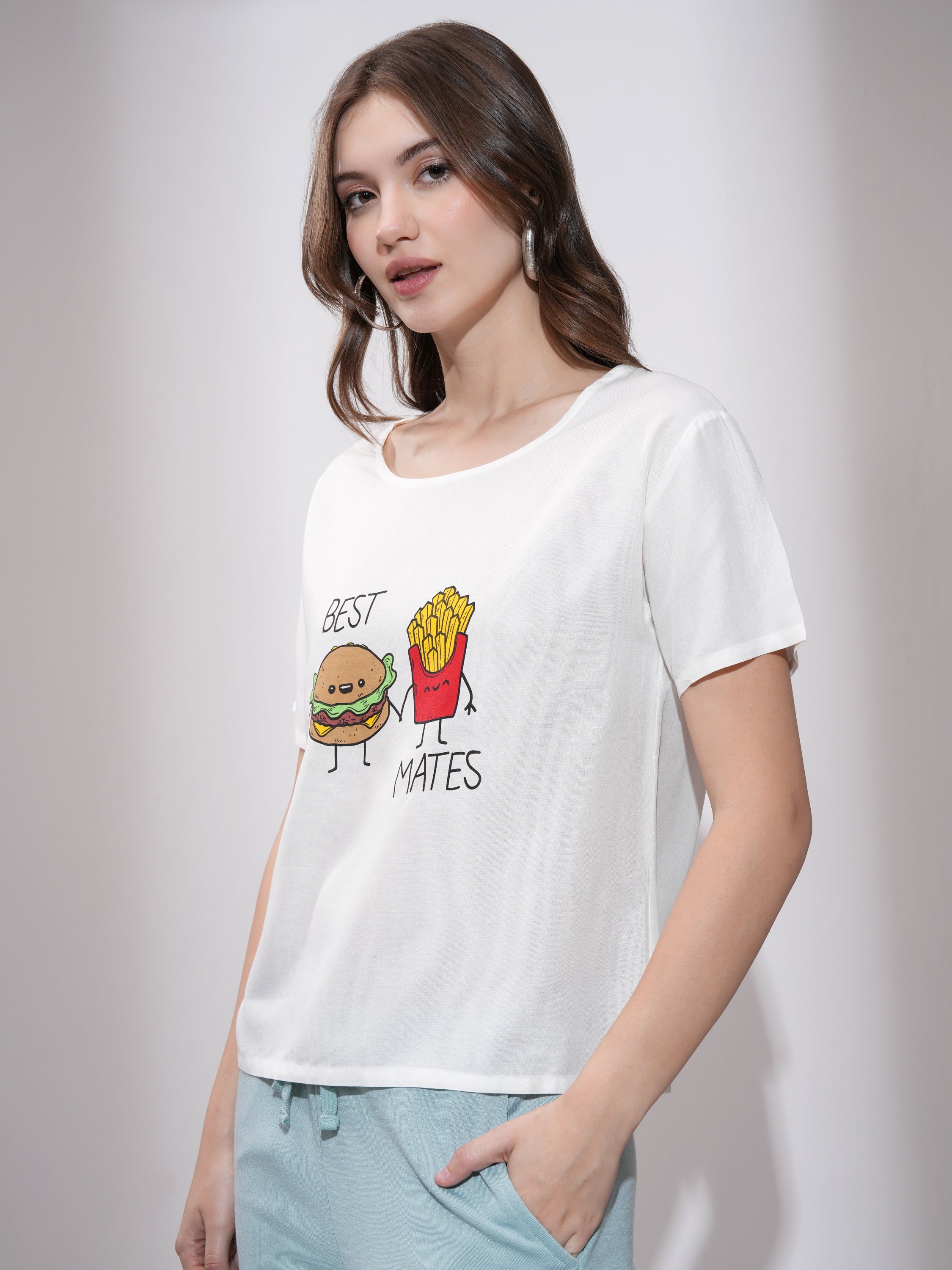 Tokyo Talkies Women White Printed Regular Top - White - Image 4