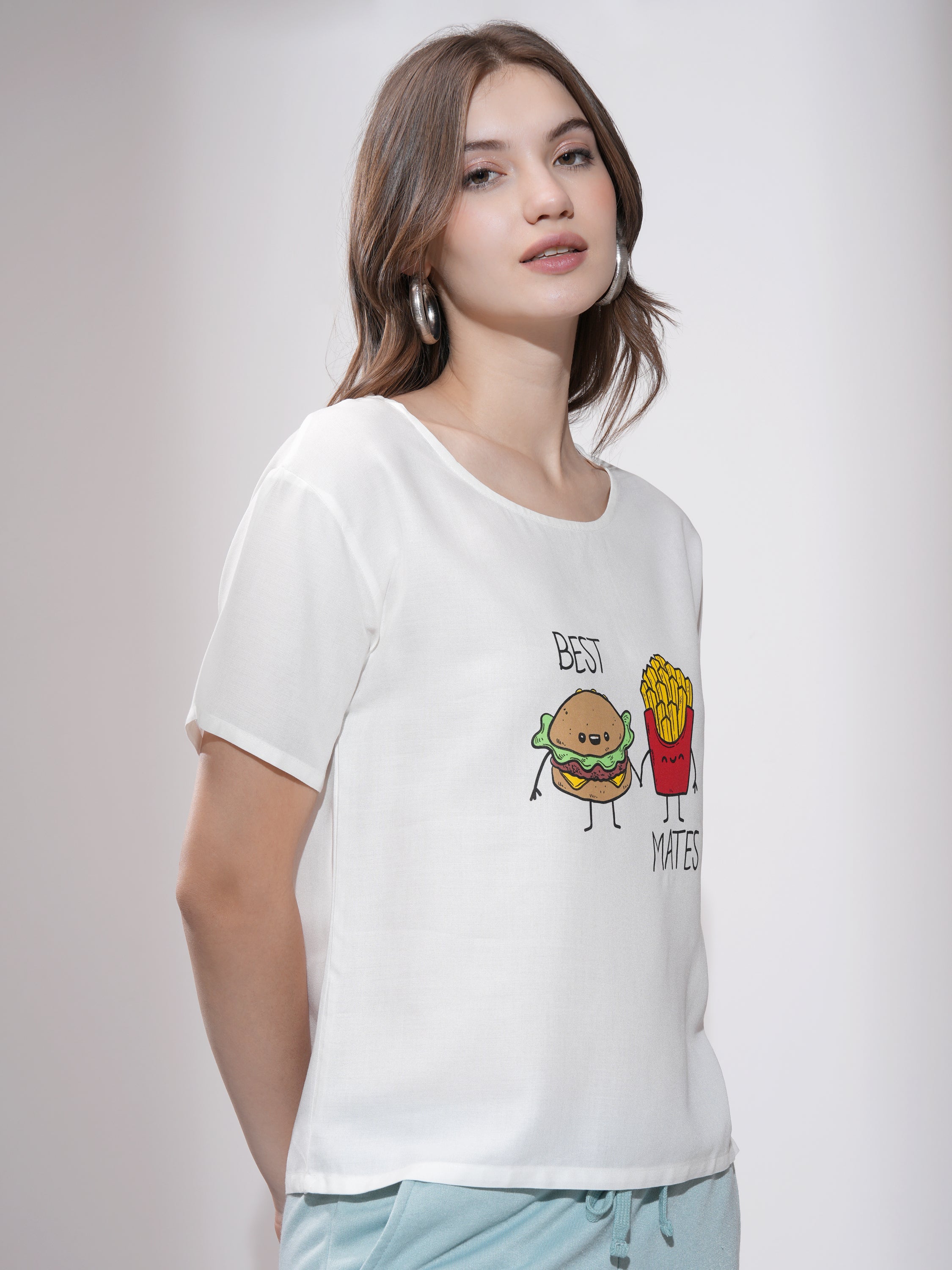 Tokyo Talkies Women White Printed Regular Top - White - Image 6