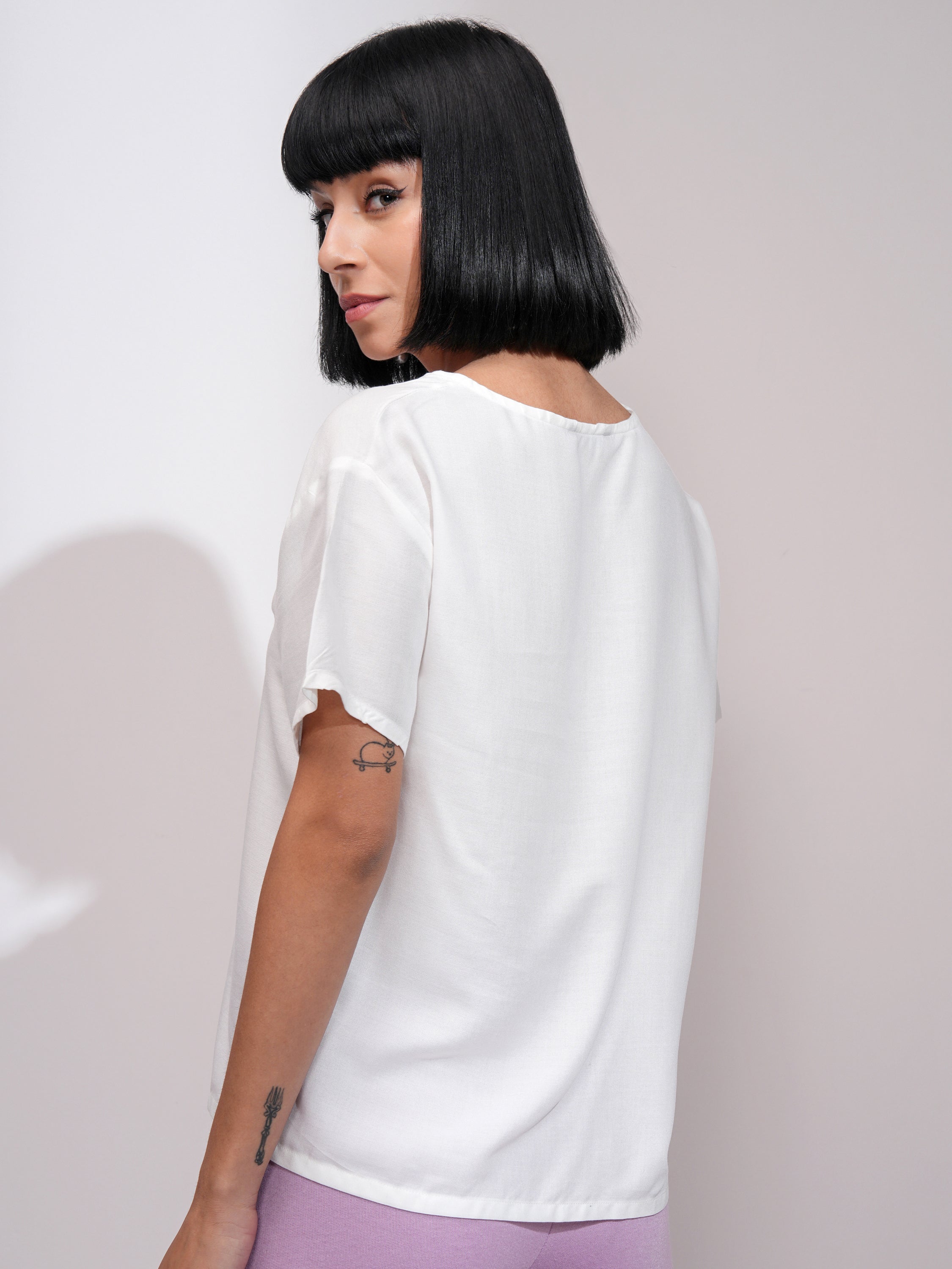 Tokyo Talkies Women White Printed Regular Top - White - Image 3