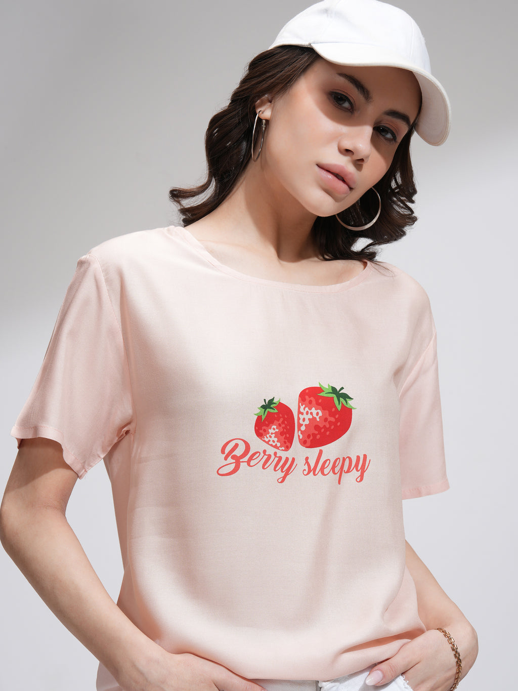 Tokyo Talkies Women Peach Printed Regular Top - Peach - Image 1