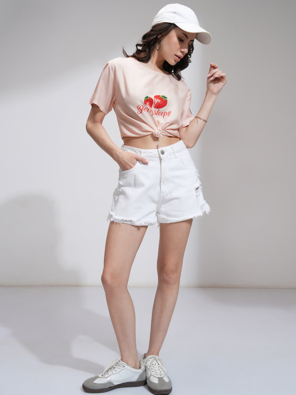 Tokyo Talkies Women Peach Printed Regular Top - Peach - Image 2