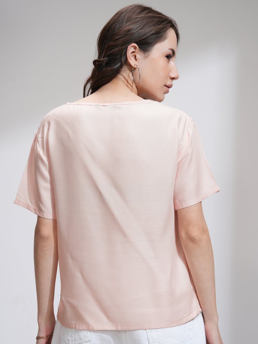 Tokyo Talkies Women Peach Printed Regular Top - Peach - Image 3