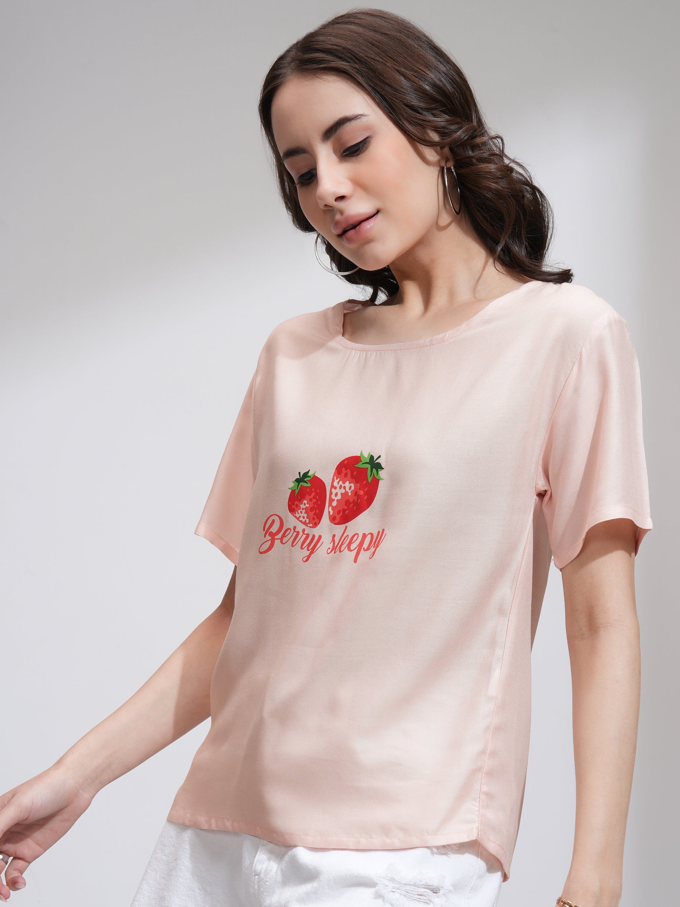 Tokyo Talkies Women Peach Printed Regular Top - Peach - Image 4