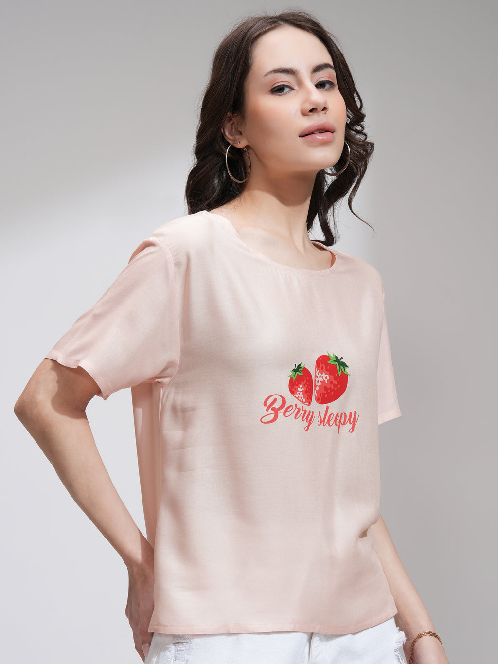 Tokyo Talkies Women Peach Printed Regular Top - Peach - Image 6