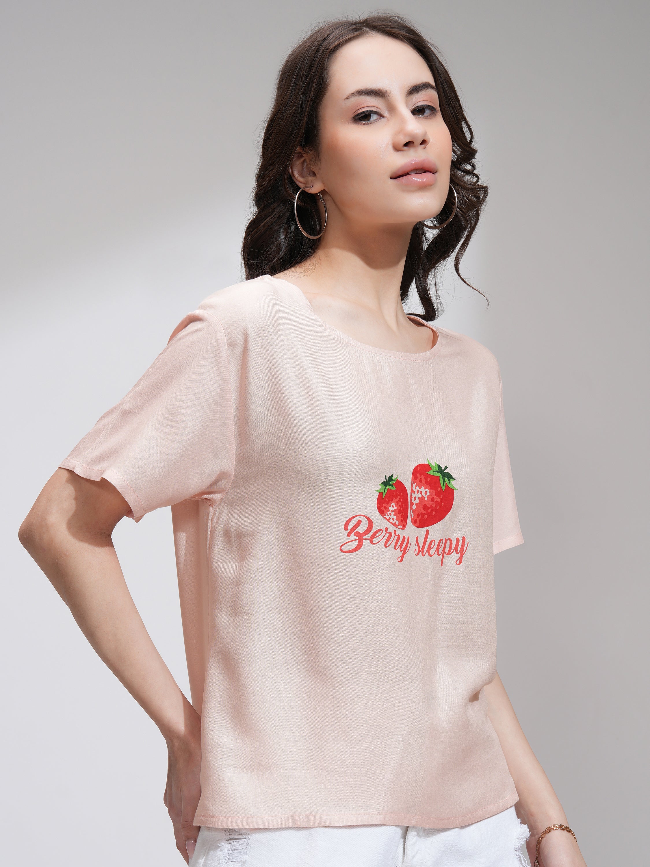 Tokyo Talkies Women Peach Printed Regular Top - Peach - Image 6