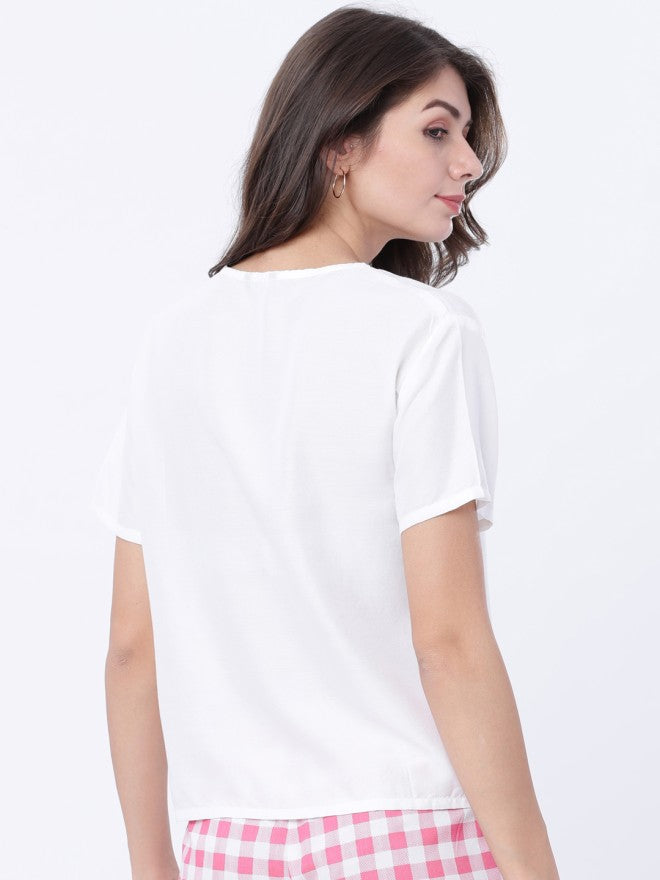 Tokyo Talkies Women White Printed Regular Top - White - Image 2