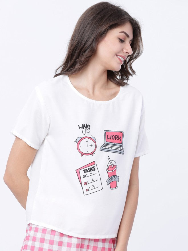 Tokyo Talkies Women White Printed Regular Top - White - Image 5