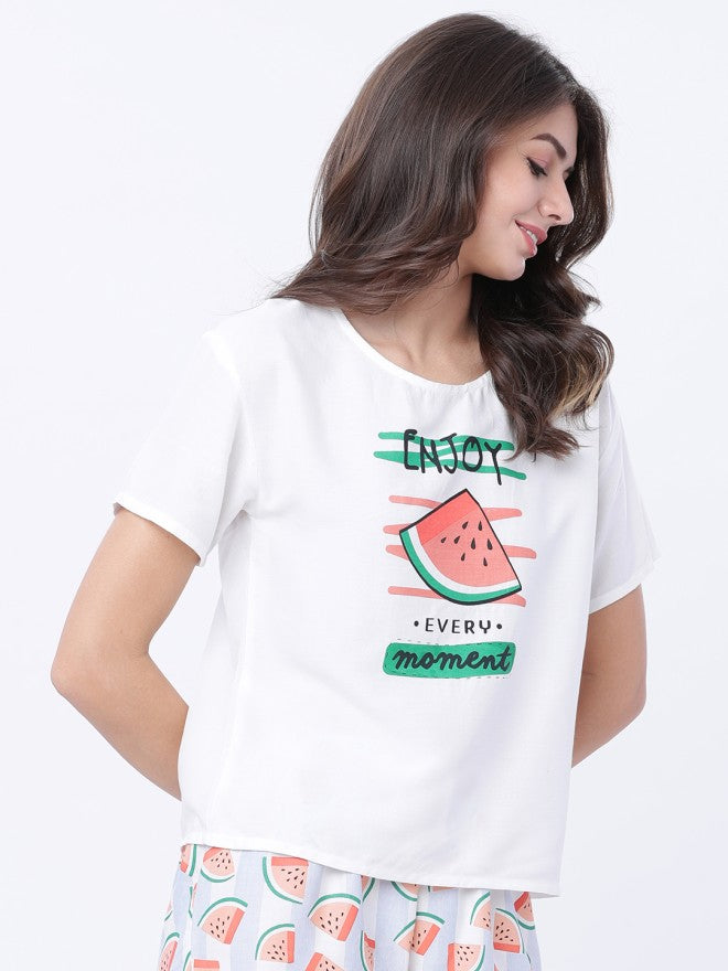 Tokyo Talkies Women White Printed Regular Top - White - Image 5