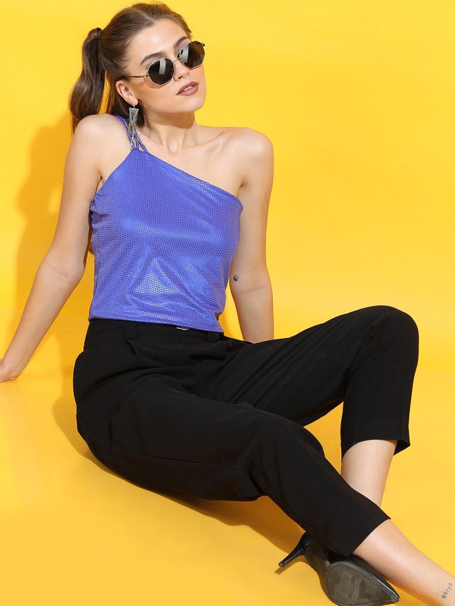 Tokyo Talkies Women Purple Solid Fitted Top - Purple - Image 1