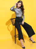 Tokyo Talkies Women Black Solid Fitted Top - Black - Image 1