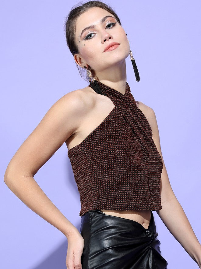 Tokyo Talkies Women Black Printed Regular Top - Black - Image 5