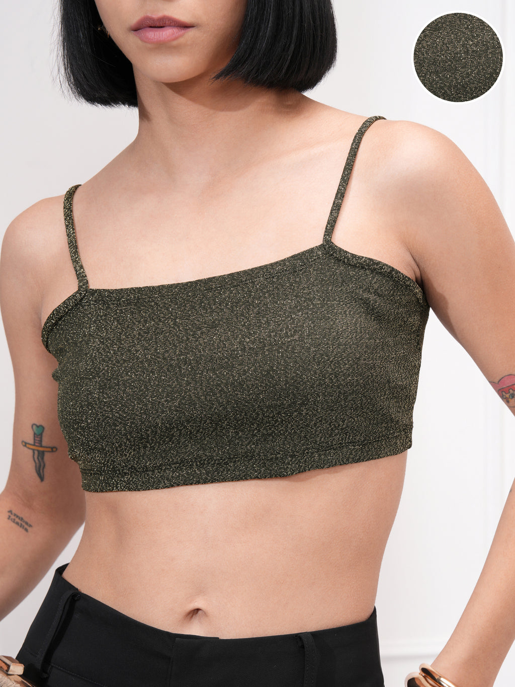 Tokyo Talkies Women Black Self Design Bralette Top - Black - Image 5