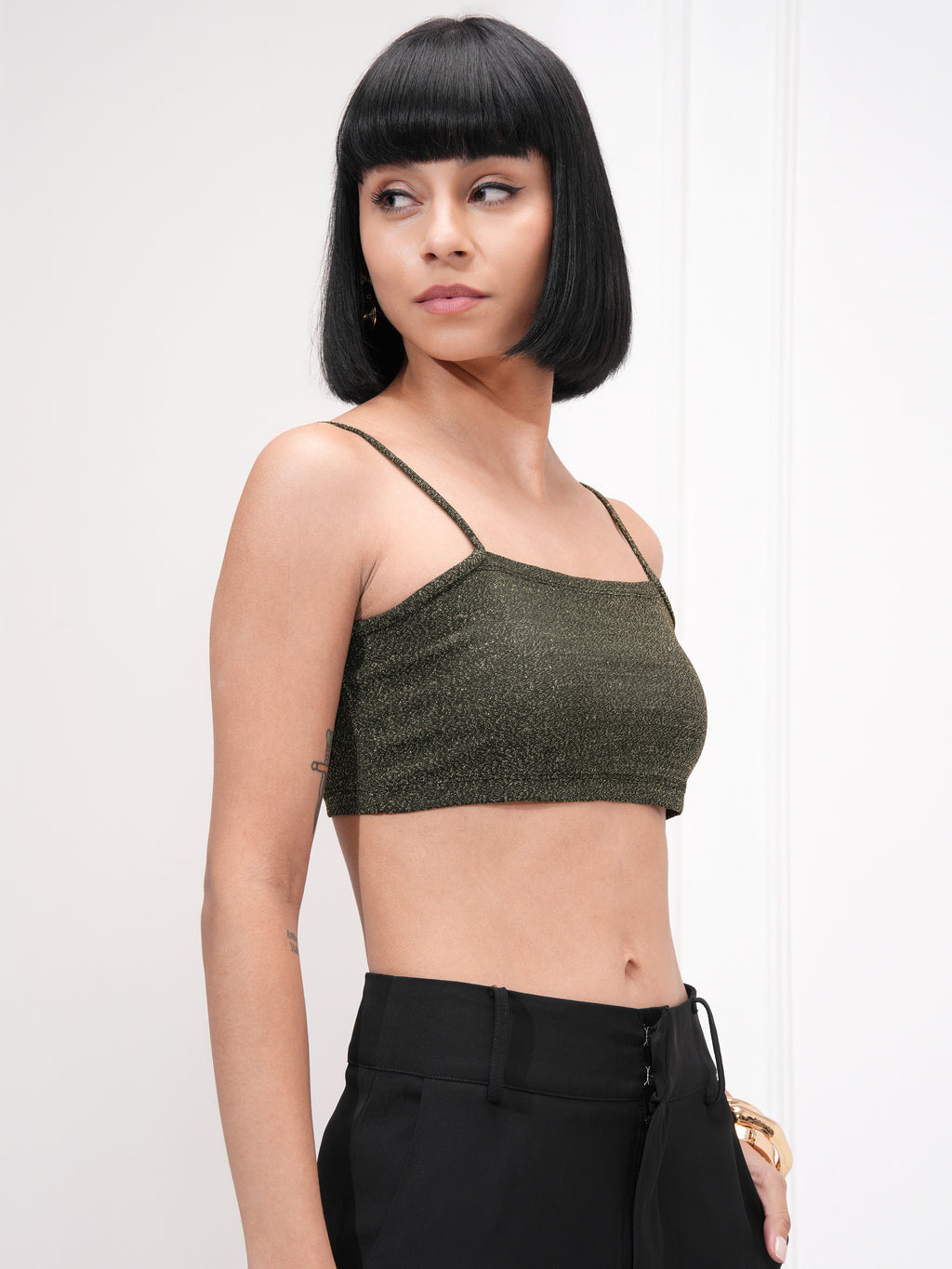 Tokyo Talkies Women Black Self Design Bralette Top - Black - Image 6