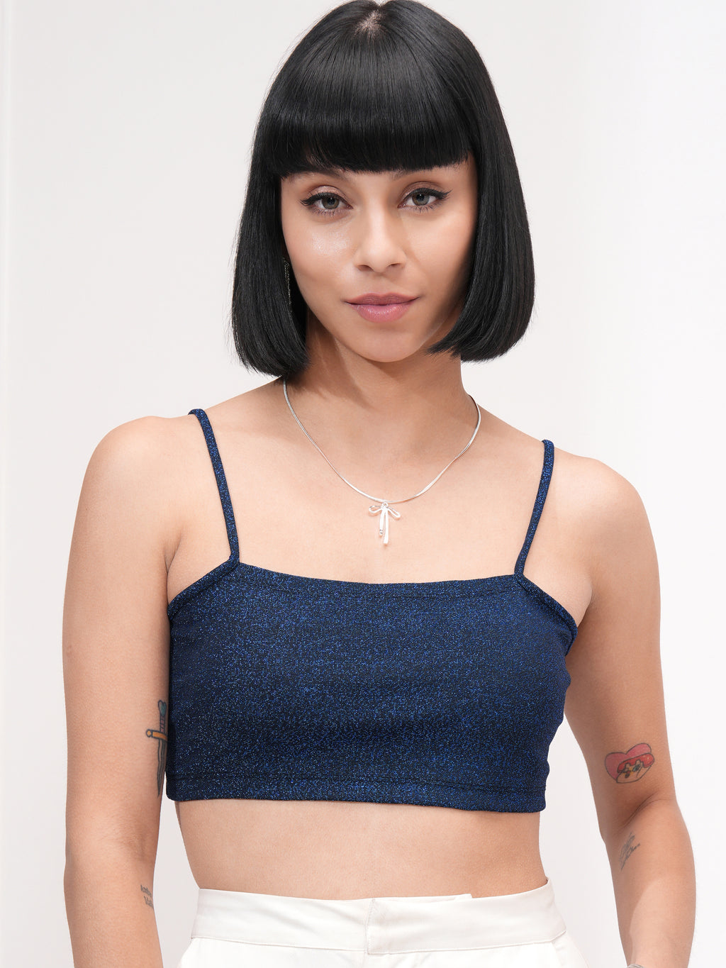 Tokyo Talkies Women Black Self Design Bralette Top - Black - Image 1
